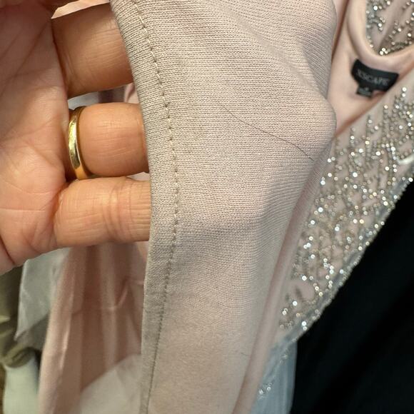 Xscape Beaded Lattice Mermaid Dress with Crisscross Back Pale Pink Prom Womens 4 - Picture 15 of 16